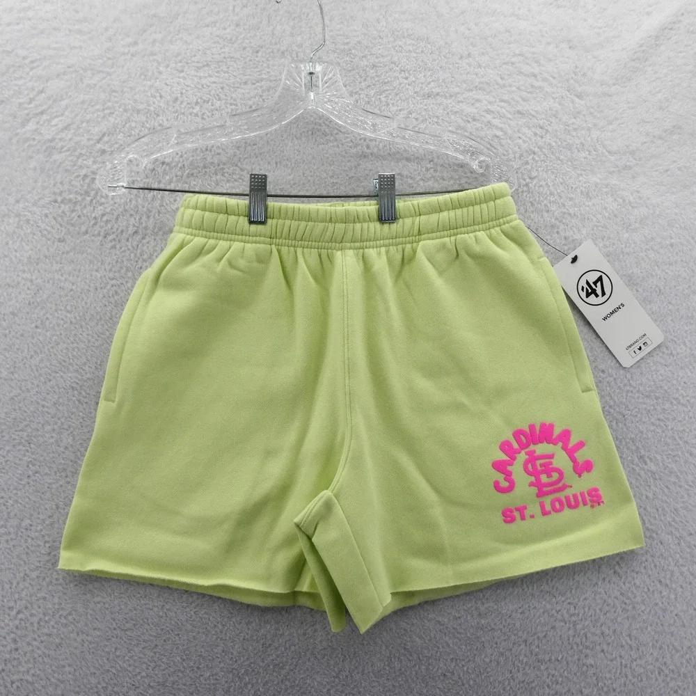 '47 Shorts Women Small St. Louis Cardinals Lime Green Pink‎ Graphic Fleece MLB